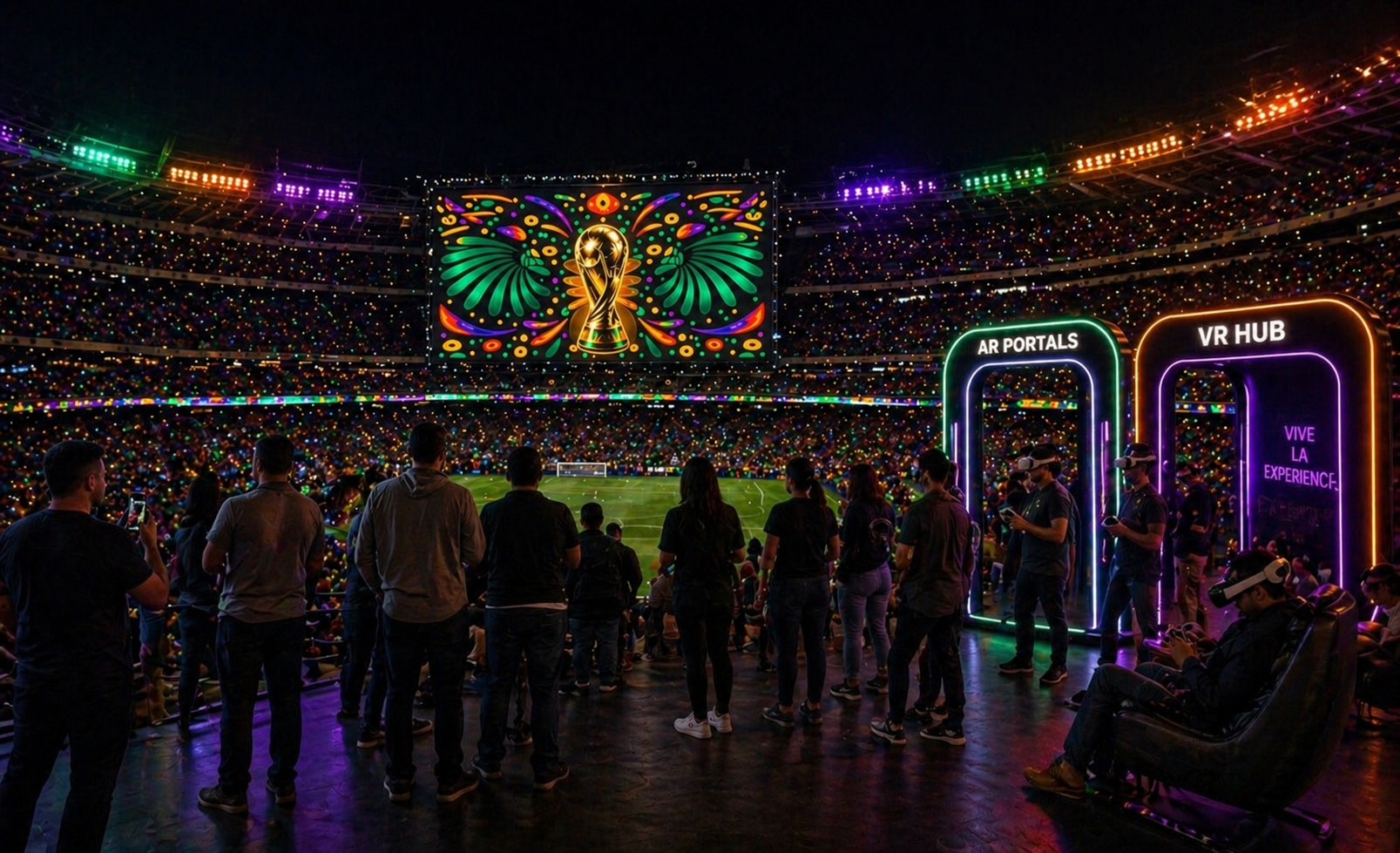 VR Hub y AR Portals en estadio — Futboleros